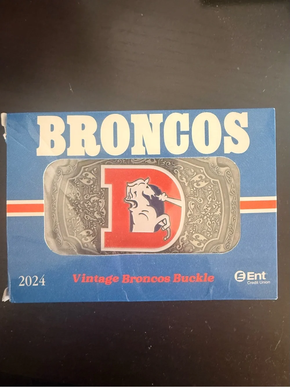 NFL Denver Broncos Embossed Belt Buckle in Orange and Silver